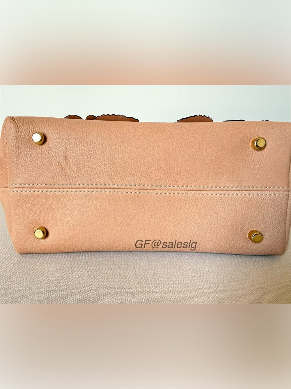 NWT Coach Emory Floral Appliqué Top Handle Bag Leather Crossbody Gold/Light Pink - Picture 6 of 12